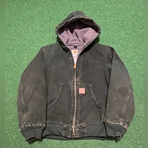 Vintage Carhartt Dark Green Boys Large Full Zip Quick Duck Jacket